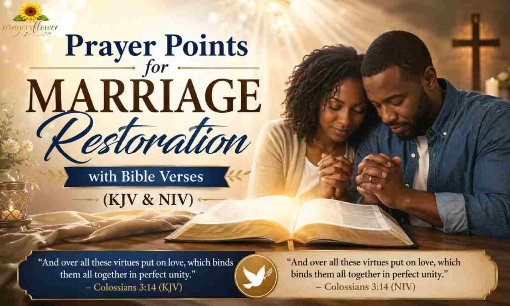 Prayer Points for Marriage Restoration with Bible Verses (KJV & NIV)